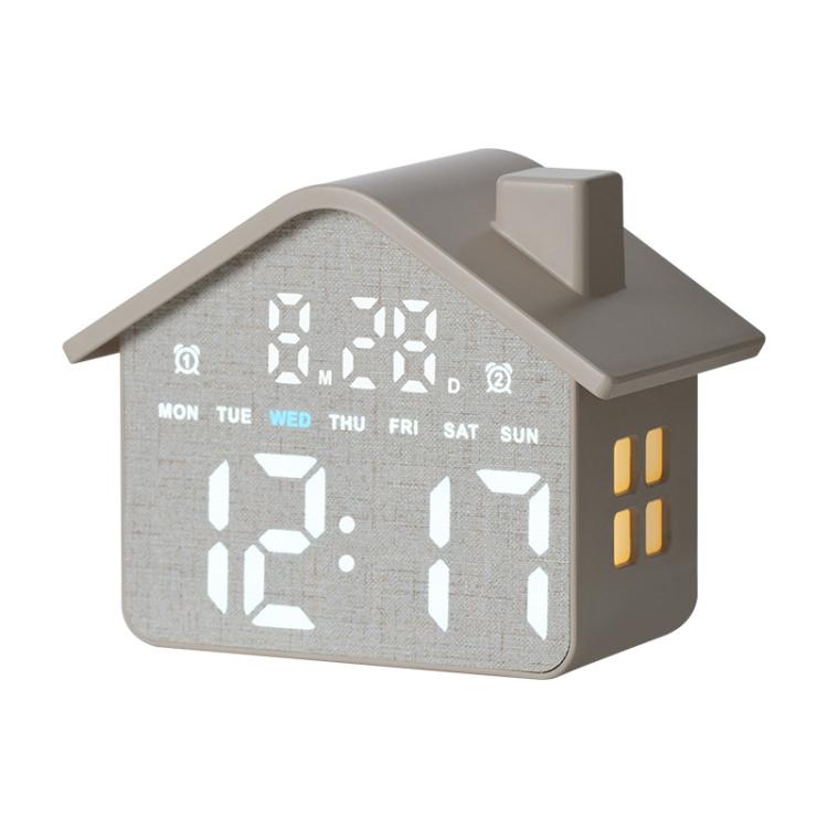 Sveglia digitale a forma di casa con luce notturna, doppia sveglia e funzione timer, 3 livelli di luminosità., GH8063 Yellow, GH8063 Gray