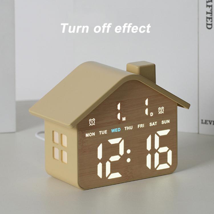 Sveglia digitale a forma di casa con luce notturna, doppia sveglia e funzione timer, 3 livelli di luminosità., GH8063 Yellow, GH8063 Gray