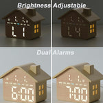 Sveglia digitale a forma di casa con luce notturna, doppia sveglia e funzione timer, 3 livelli di luminosità., GH8063 Yellow, GH8063 Gray