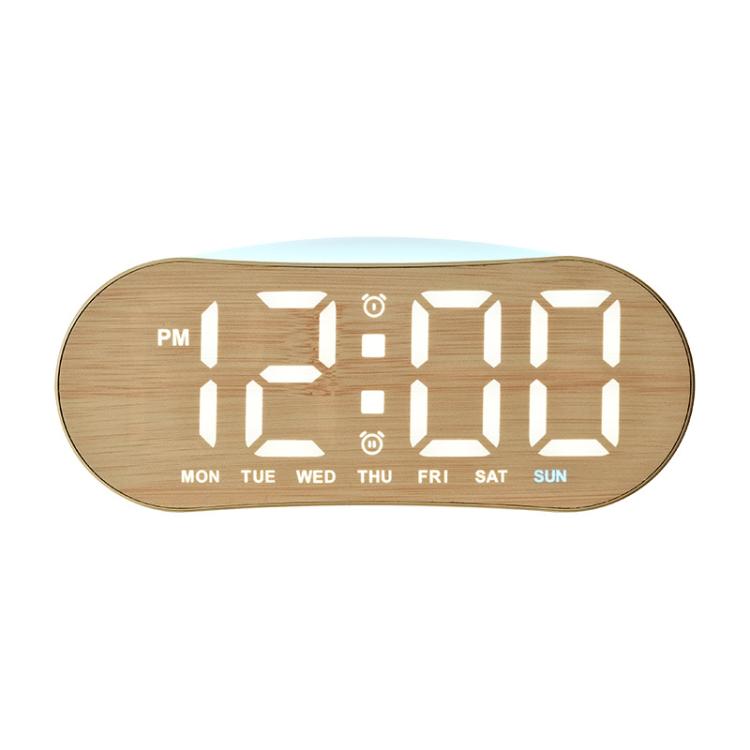 Sveglia digitale per camera da letto con luce notturna d'atmosfera, 2 allarmi, visualizzazione di giorno della settimana/data/temperatura.