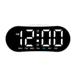 Sveglia digitale per camera da letto con luce notturna d'atmosfera, 2 allarmi, visualizzazione di giorno della settimana/data/temperatura.