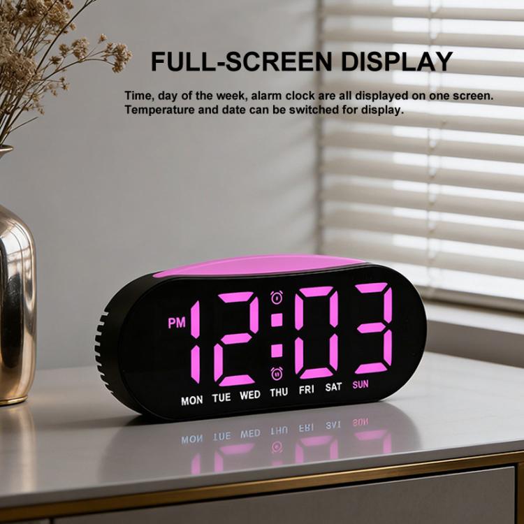 Sveglia digitale per camera da letto con luce notturna d'atmosfera, 2 allarmi, visualizzazione di giorno della settimana/data/temperatura.