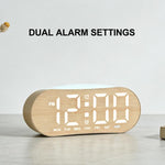 Sveglia digitale per camera da letto con luce notturna d'atmosfera, 2 allarmi, visualizzazione di giorno della settimana/data/temperatura.