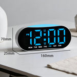 Sveglia digitale per camera da letto con luce notturna d'atmosfera, 2 allarmi, visualizzazione di giorno della settimana/data/temperatura.