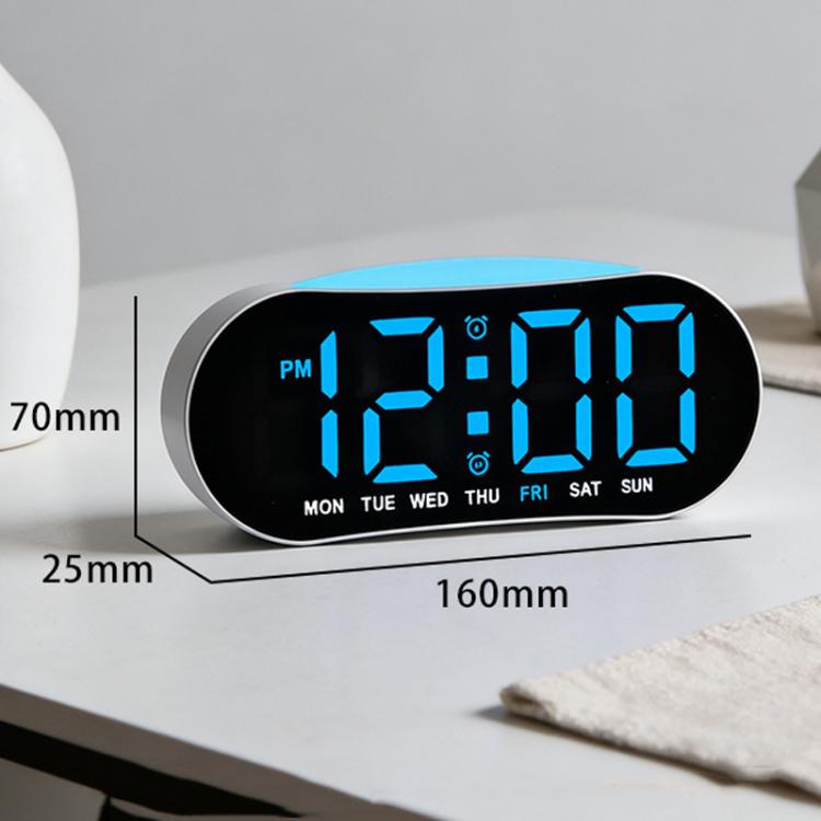 Sveglia digitale per camera da letto con luce notturna d'atmosfera, 2 allarmi, visualizzazione di giorno della settimana/data/temperatura.