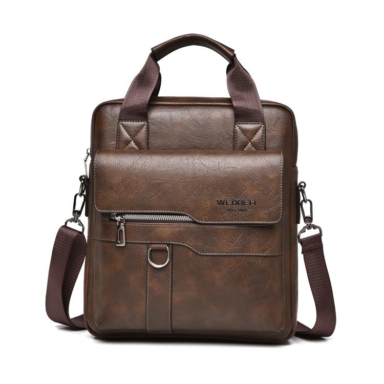 WEIXIER T666 Borsa a tracolla verticale da uomo in pelle PU, borsa a spalla per lavoro e viaggi.