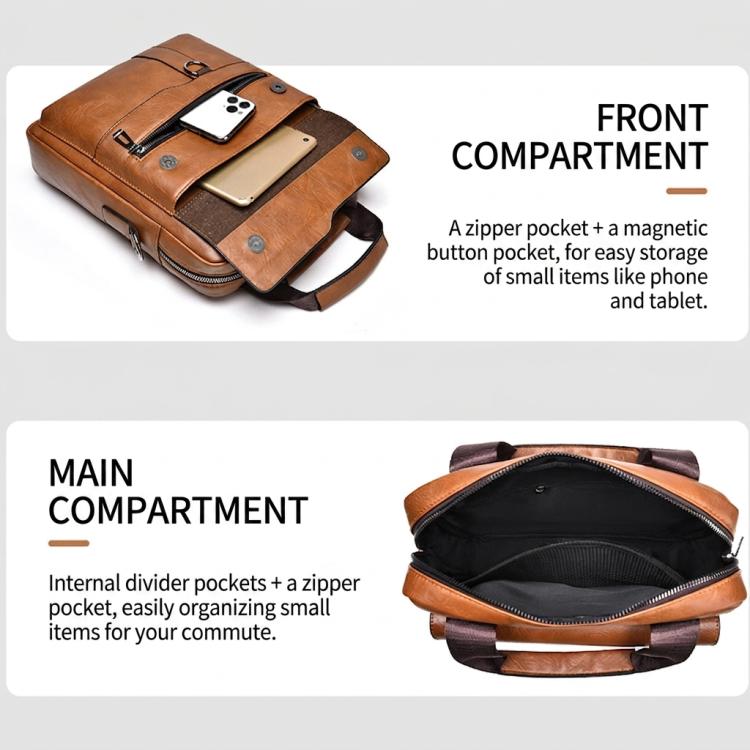 WEIXIER T666 Borsa a tracolla verticale da uomo in pelle PU, borsa a spalla per lavoro e viaggi.