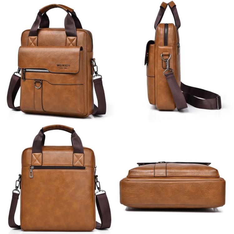 WEIXIER T666 Borsa a tracolla verticale da uomo in pelle PU, borsa a spalla per lavoro e viaggi.