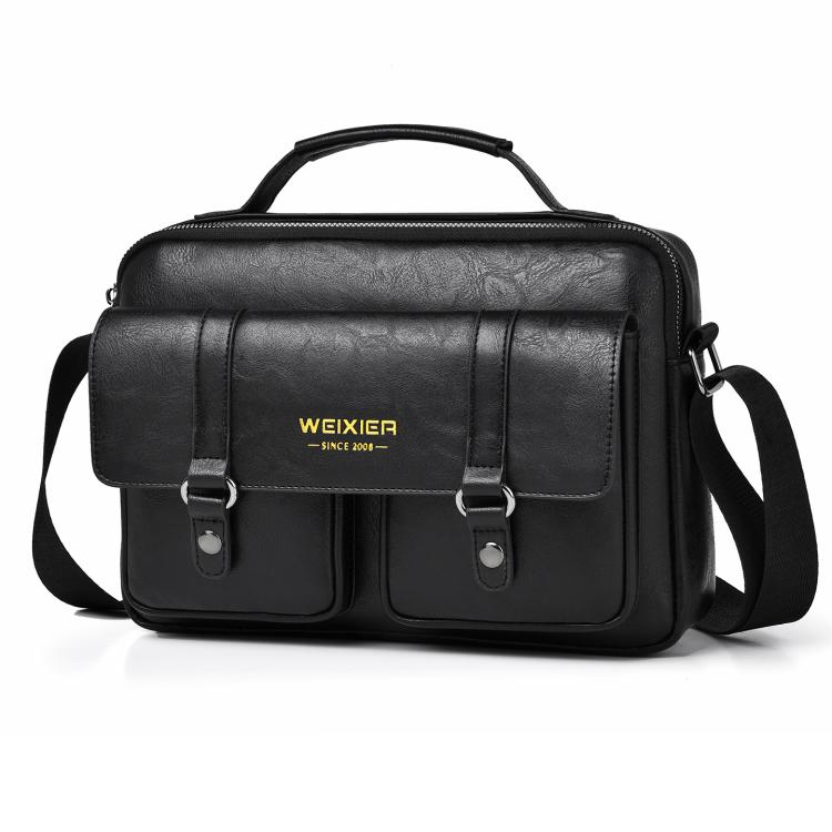 WEIXIER D1109 Borsa a tracolla orizzontale da uomo, borsa a mano in pelle PU impermeabile