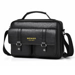 WEIXIER D1109 Borsa a tracolla orizzontale da uomo, borsa a mano in pelle PU impermeabile