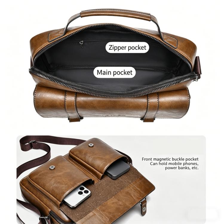WEIXIER D1109 Borsa a tracolla orizzontale da uomo, borsa a mano in pelle PU impermeabile
