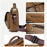 WEIXIER D1109 Borsa a tracolla orizzontale da uomo, borsa a mano in pelle PU impermeabile