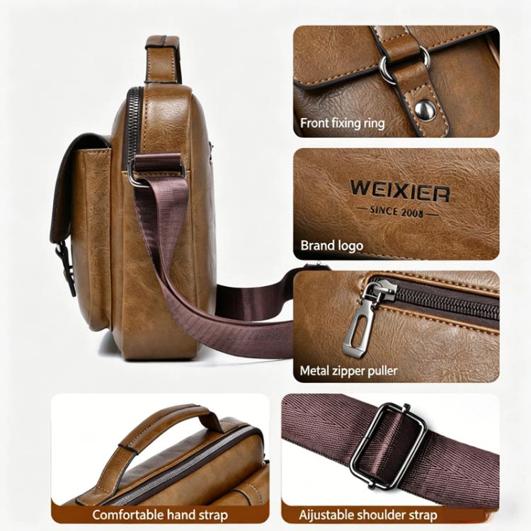 WEIXIER D1109 Borsa a tracolla orizzontale da uomo, borsa a mano in pelle PU impermeabile