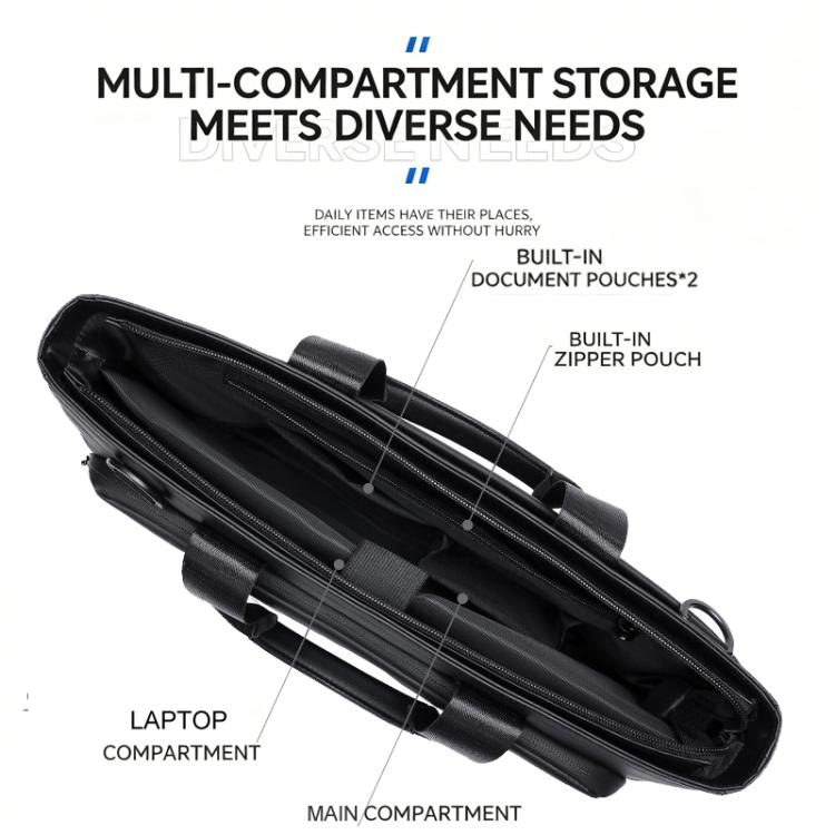 WEIXIER WD5667 Borsa porta laptop espandibile da uomo per laptop da 15,6 pollici, resistente all'acqua, borsa a tracolla per lavoro.