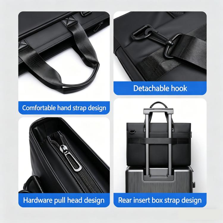 WEIXIER WD5667 Borsa porta laptop espandibile da uomo per laptop da 15,6 pollici, resistente all'acqua, borsa a tracolla per lavoro.