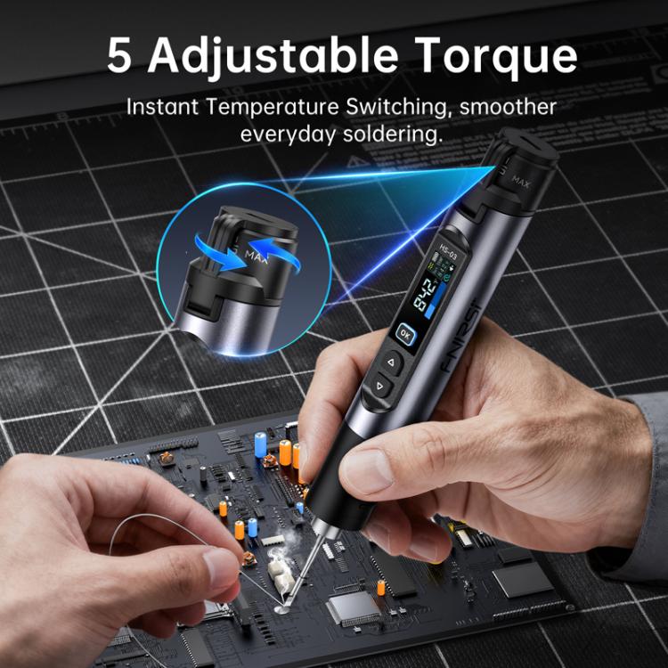 FNIRSI HS-03 Mini saldatore elettrico a temperatura costante con schermo da 0,96 pollici e tecnologia wireless, kit di riparazione.