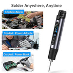 FNIRSI HS-03 Mini saldatore elettrico a temperatura costante con schermo da 0,96 pollici e tecnologia wireless, kit di riparazione.