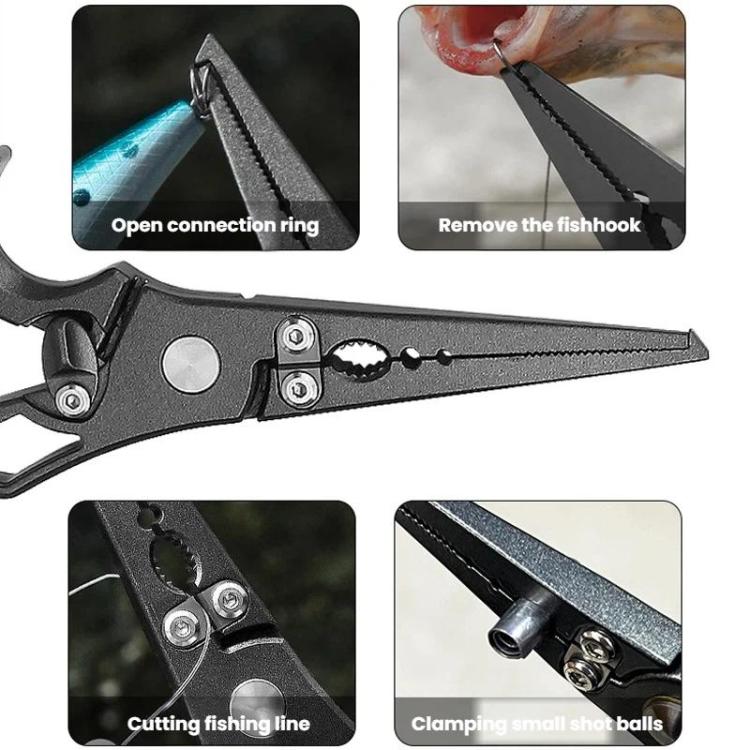 Pinza in acciaio inossidabile per tenere fermi i pesci, estrattore di ami ad anello aperto per la pesca con esche artificiali, Hollow Handle, With Storage Pouch