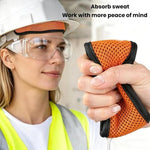 Casco da cantiere estivo con fascia frontale curva anti-attrito e assorbente del sudore.