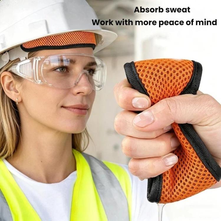 Casco da cantiere estivo con fascia frontale curva anti-attrito e assorbente del sudore.
