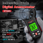 HABOTEST HT5005 Anemometro digitale portatile con display, misuratore di velocità e temperatura del vento ad alta precisione., HT5005