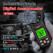HABOTEST HT5005 Anemometro digitale portatile con display, misuratore di velocità e temperatura del vento ad alta precisione., HT5005