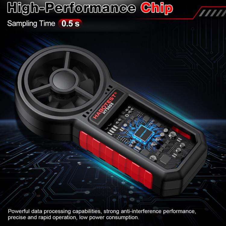 HABOTEST HT5005 Anemometro digitale portatile con display, misuratore di velocità e temperatura del vento ad alta precisione., HT5005