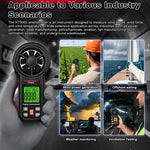 HABOTEST HT5005 Anemometro digitale portatile con display, misuratore di velocità e temperatura del vento ad alta precisione., HT5005