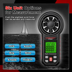 HABOTEST HT5005 Anemometro digitale portatile con display, misuratore di velocità e temperatura del vento ad alta precisione., HT5005