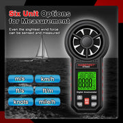 HABOTEST HT5005 Anemometro digitale portatile con display, misuratore di velocità e temperatura del vento ad alta precisione., HT5005