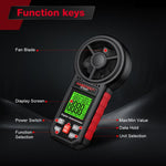 HABOTEST HT5005 Anemometro digitale portatile con display, misuratore di velocità e temperatura del vento ad alta precisione., HT5005