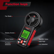 HABOTEST HT5005 Anemometro digitale portatile con display, misuratore di velocità e temperatura del vento ad alta precisione., HT5005
