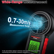 HABOTEST HT5005 Anemometro digitale portatile con display, misuratore di velocità e temperatura del vento ad alta precisione., HT5005
