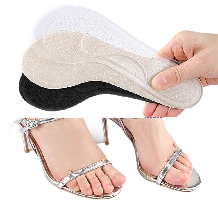 Soletta antiscivolo invisibile per mezze taglie da donna con tacco alto, Apricot Velvet, Black Velvet, Transparent
