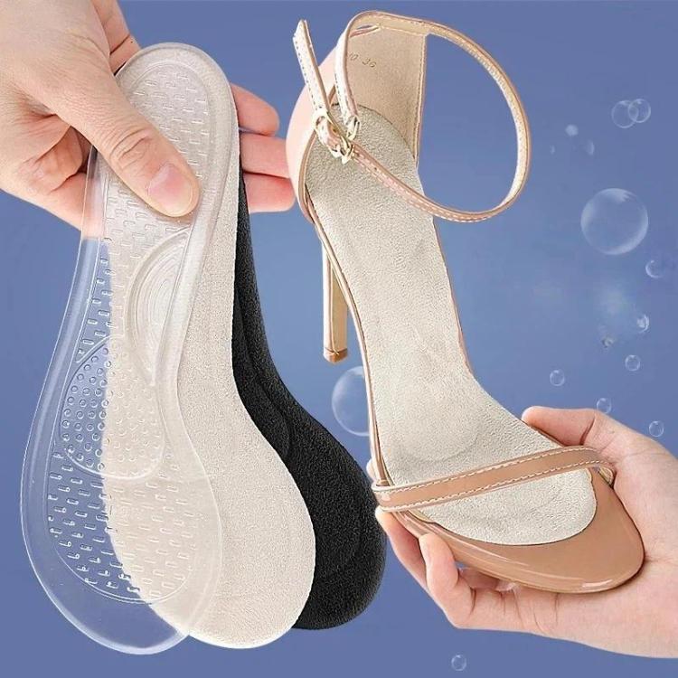 Soletta antiscivolo invisibile per mezze taglie da donna con tacco alto, Apricot Velvet, Black Velvet, Transparent