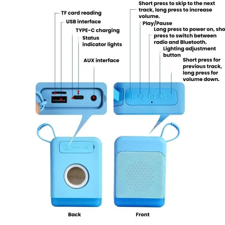 Mini altoparlante Bluetooth retrò con luci RGB, slot per scheda TF e chiavetta USB, audio da scrivania.