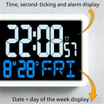 Orologio digitale da parete con sensore esterno wireless per il monitoraggio della temperatura e dell'umidità interna ed esterna.