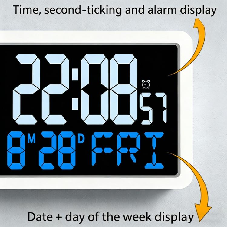 Orologio digitale da parete con sensore esterno wireless per il monitoraggio della temperatura e dell'umidità interna ed esterna.