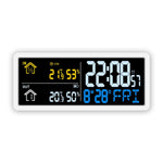 Orologio digitale da parete con sensore esterno wireless per il monitoraggio della temperatura e dell'umidità interna ed esterna.