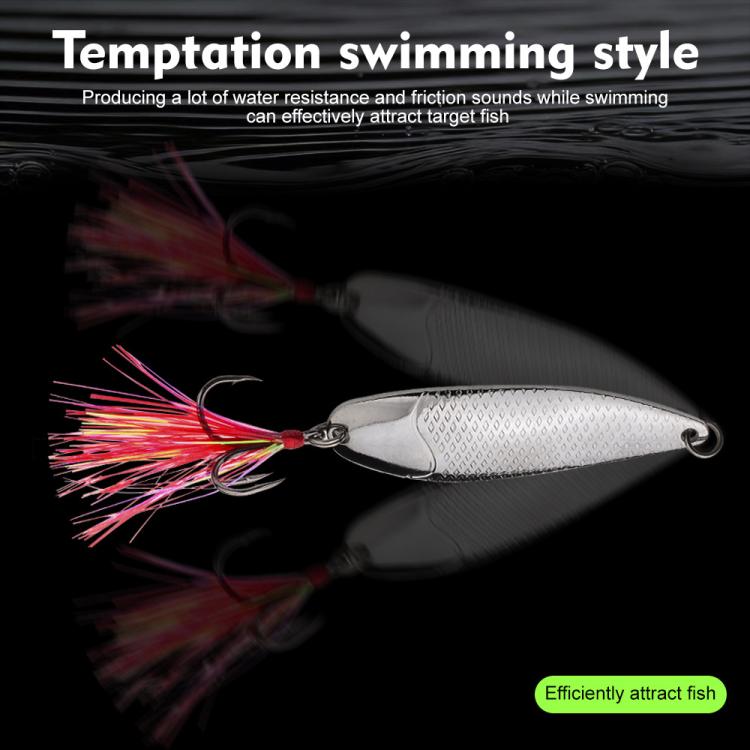 Kit di 5 esche artificiali da pesca PROBEROS con cucchiaini, set di esche rigide in metallo con amo affilato a scanalatura per il sangue e piume colorate.