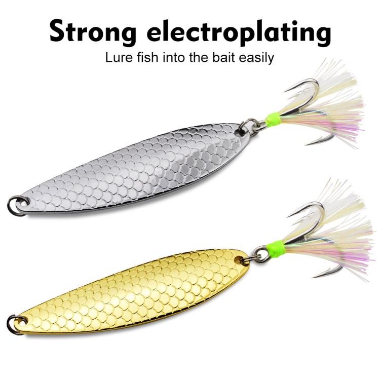 Kit di 5 esche artificiali da pesca PROBEROS con cucchiaini, set di esche rigide in metallo con amo affilato a scanalatura per il sangue e piume colorate.
