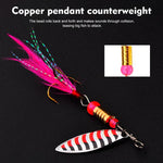 Set di 12 esche artificiali da pesca SOMYTE Spinnerbait con paillettes riflettenti rotanti a 360 gradi, piume e ami tripli.