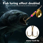 Set di 12 esche artificiali da pesca SOMYTE Spinnerbait con paillettes riflettenti rotanti a 360 gradi, piume e ami tripli.