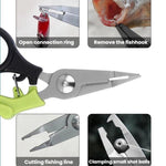 Forbici da pesca multifunzionali, mini pinze portatili per esche, Black Green