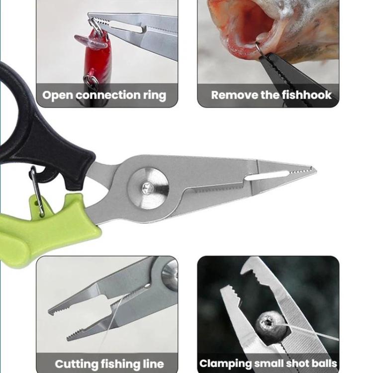Forbici da pesca multifunzionali, mini pinze portatili per esche, Black Green
