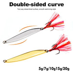 Set di esche artificiali PROBEROS da 9 pezzi/scatola, cucchiaini da pesca, spinner in metallo a forma di foglia di salice con ami tripli a scanalatura per il sangue.