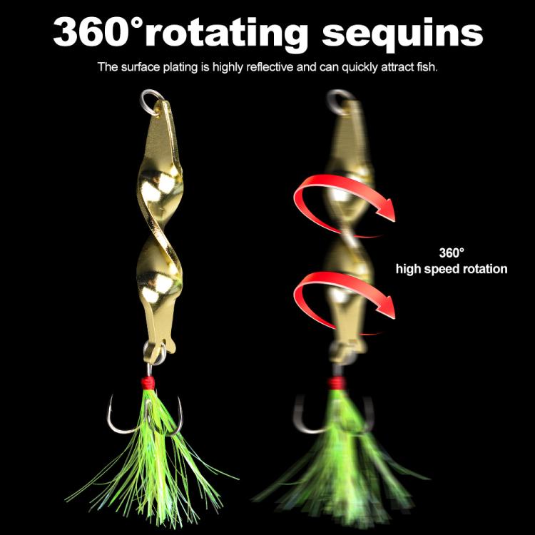 PROBEROS Kit di 5 esche artificiali a spirale in metallo con meccanismo a cucchiaio rotante ad alta velocità a 360 gradi, confezione da 5 pezzi., 10G, 14G, 21G, 28G