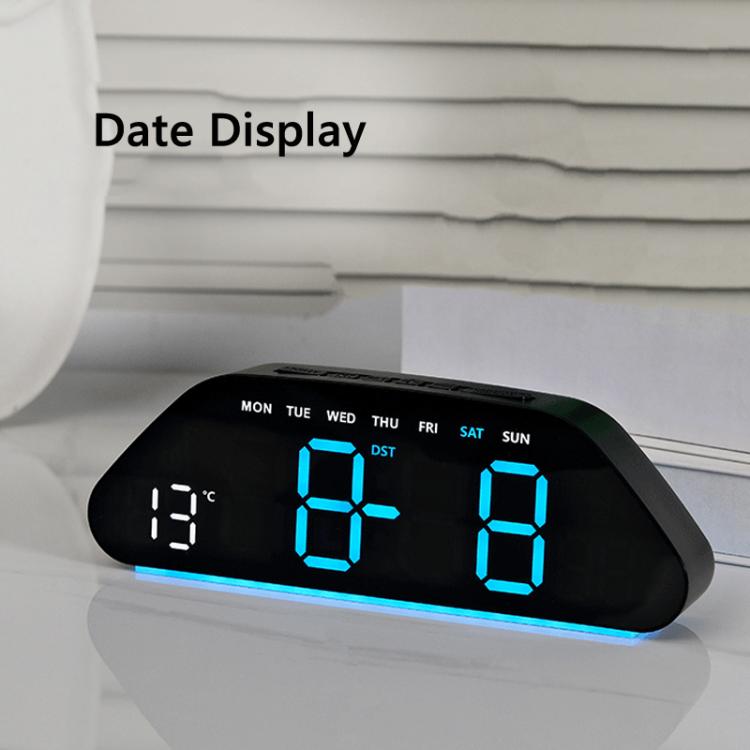 Sveglia digitale con ampio display a LED, 3 livelli di luminosità, funzione di attenuazione automatica, luce notturna d'atmosfera e timer.