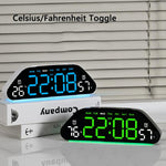 Sveglia digitale con ampio display a LED, 3 livelli di luminosità, funzione di attenuazione automatica, luce notturna d'atmosfera e timer.