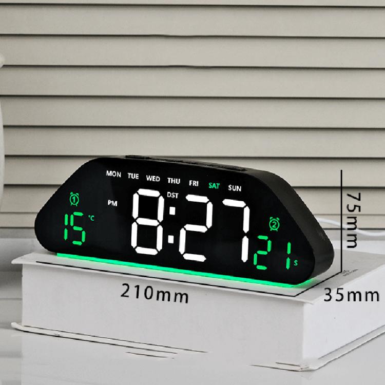 Sveglia digitale con ampio display a LED, 3 livelli di luminosità, funzione di attenuazione automatica, luce notturna d'atmosfera e timer.